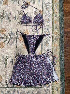 Cabana del Sol 3 piece Bikini set Multicolor Floral